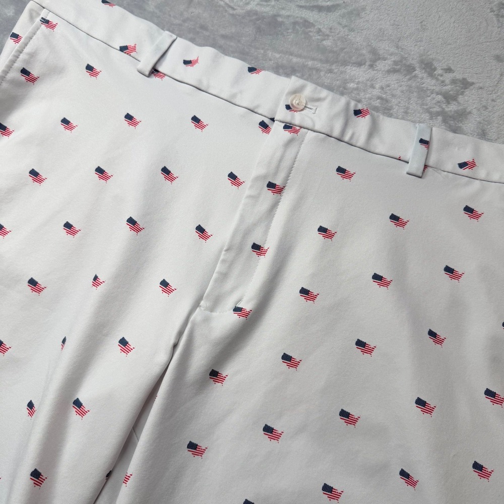 Walter Hagen 11 Majors Mens Golf Shorts White American Flag Print Size 42